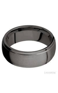 8 mm wide Domed Stepped Down Edges Tantalum Noir band. - NAGI