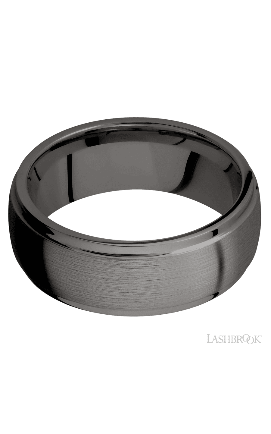 8 mm wide Domed Stepped Down Edges Tantalum Noir band. - NAGI