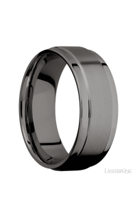 8 mm wide Flat Wide Grooved Edges Tantalum Noir band. - NAGI