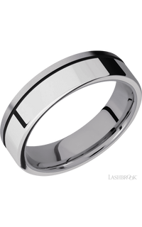6 mm wide/Flat/Tantalum band with one 4 mm Off Center Edge inlay of Palladium Silver. - NAGI
