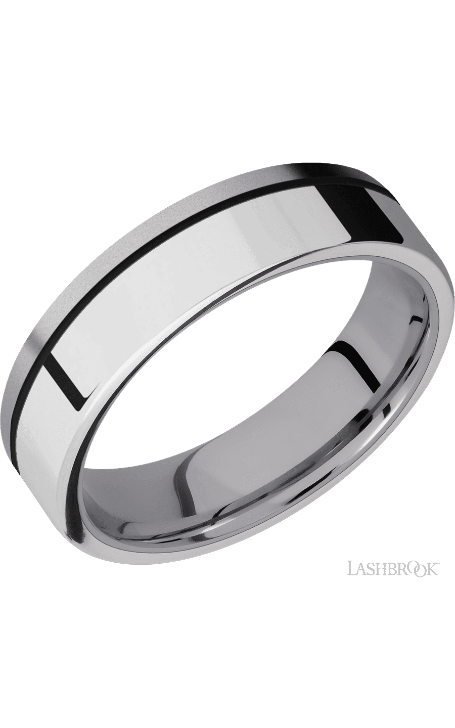 6 mm wide/Flat/Tantalum band with one 4 mm Off Center Edge inlay of Palladium Silver. - NAGI