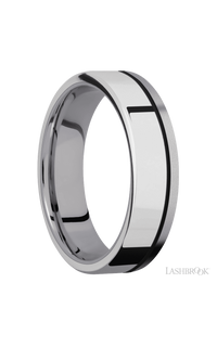 6 mm wide/Flat/Tantalum band with one 4 mm Off Center Edge inlay of Palladium Silver. - NAGI