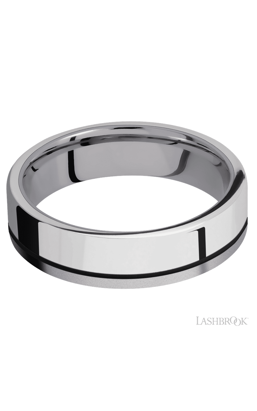 6 mm wide/Flat/Tantalum band with one 4 mm Off Center Edge inlay of Palladium Silver. - NAGI