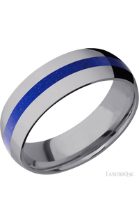 7 mm wide/Domed/Tantalum band with one 2 mm Centered inlay of Lapis. - NAGI