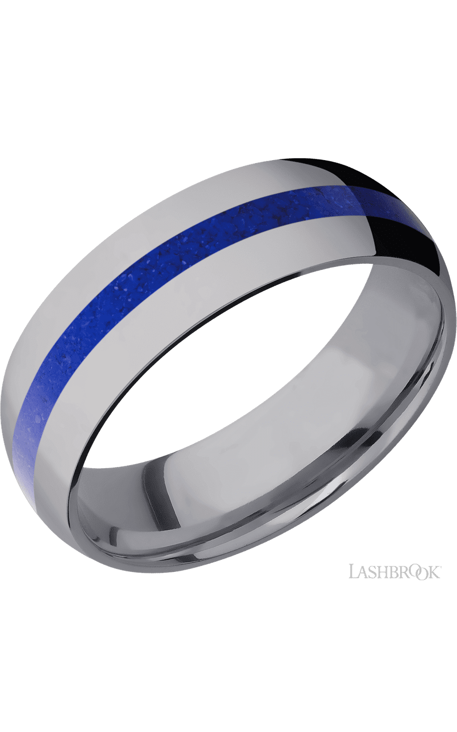7 mm wide/Domed/Tantalum band with one 2 mm Centered inlay of Lapis. - NAGI