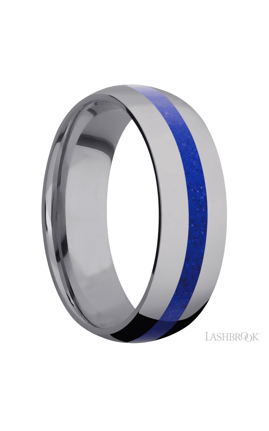 7 mm wide/Domed/Tantalum band with one 2 mm Centered inlay of Lapis. - NAGI