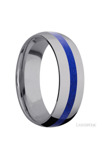 7 mm wide/Domed/Tantalum band with one 2 mm Centered inlay of Lapis. - NAGI