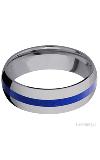 7 mm wide/Domed/Tantalum band with one 2 mm Centered inlay of Lapis. - NAGI