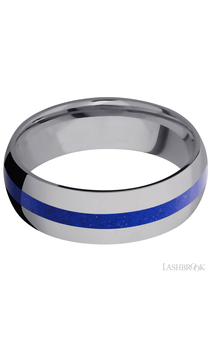 7 mm wide/Domed/Tantalum band with one 2 mm Centered inlay of Lapis. - NAGI