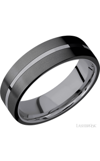 7 mm wide/Flat/Tantalum band with two 3 mm Double Off Center Edge inlays of Zirconium. - NAGI