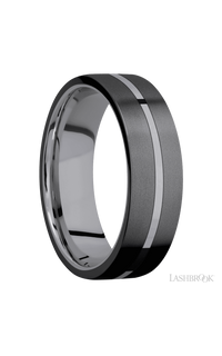 7 mm wide/Flat/Tantalum band with two 3 mm Double Off Center Edge inlays of Zirconium. - NAGI