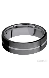 7 mm wide/Flat/Tantalum band with two 3 mm Double Off Center Edge inlays of Zirconium. - NAGI