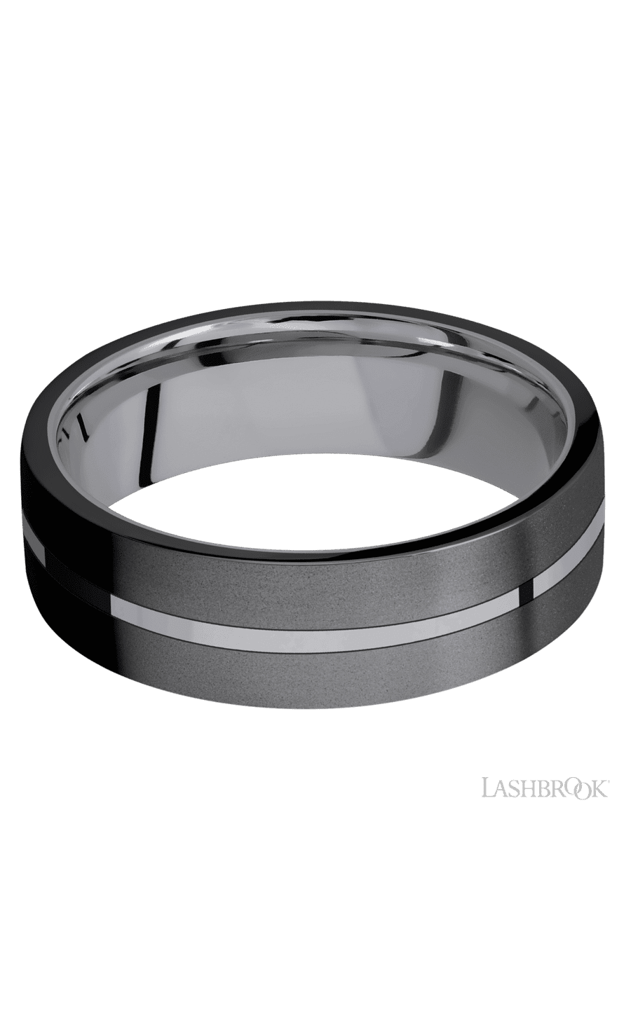 7 mm wide/Flat/Tantalum band with two 3 mm Double Off Center Edge inlays of Zirconium. - NAGI
