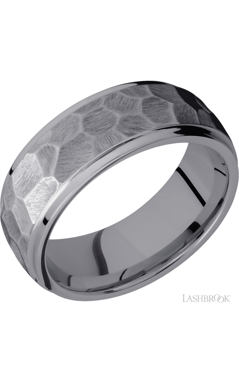 8 mm wide Domed Stepped Down Edges Tantalum band. - NAGI