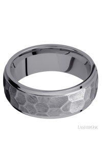 8 mm wide Domed Stepped Down Edges Tantalum band. - NAGI