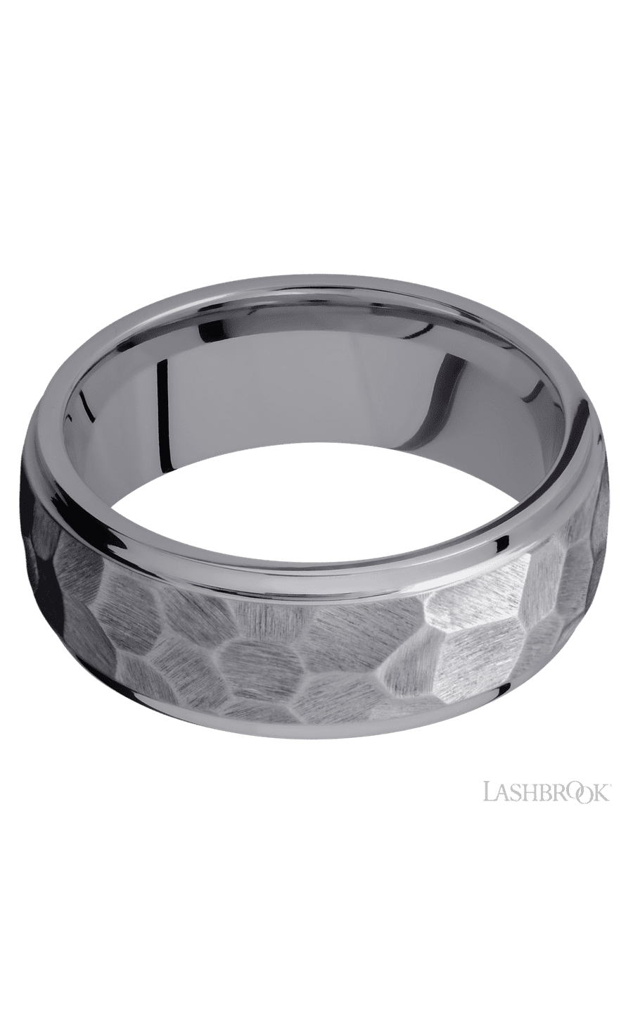 8 mm wide Domed Stepped Down Edges Tantalum band. - NAGI