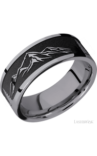 8 mm wide/Flat/Tantalum band with a laser carved Mountain 2 pattern. - NAGI