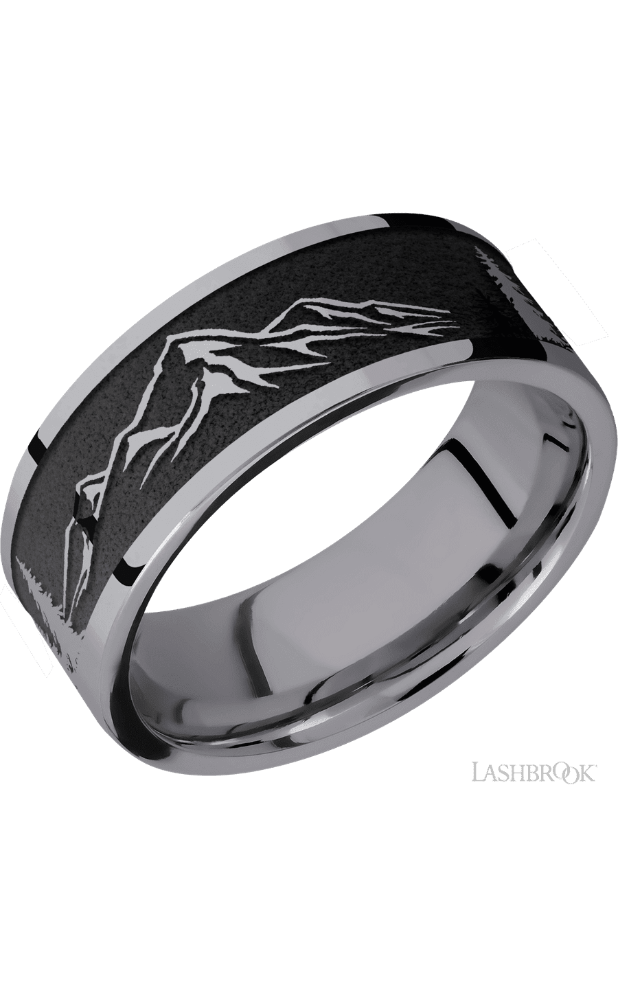 8 mm wide/Flat/Tantalum band with a laser carved Mountain 2 pattern. - NAGI