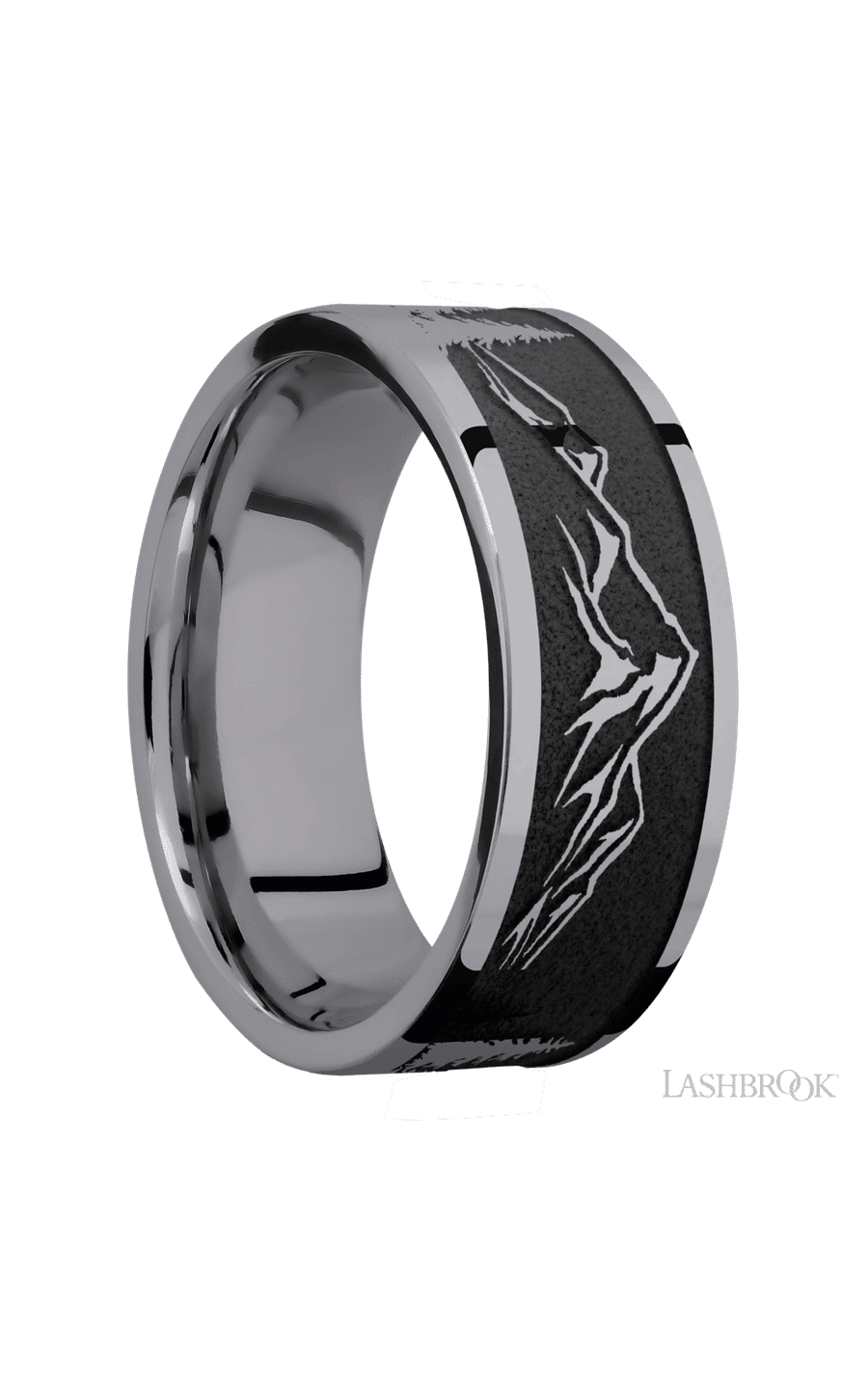 8 mm wide/Flat/Tantalum band with a laser carved Mountain 2 pattern. - NAGI