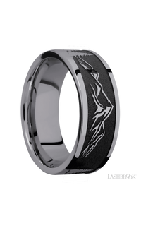 8 mm wide/Flat/Tantalum band with a laser carved Mountain 2 pattern. - NAGI