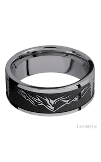 8 mm wide/Flat/Tantalum band with a laser carved Mountain 2 pattern. - NAGI