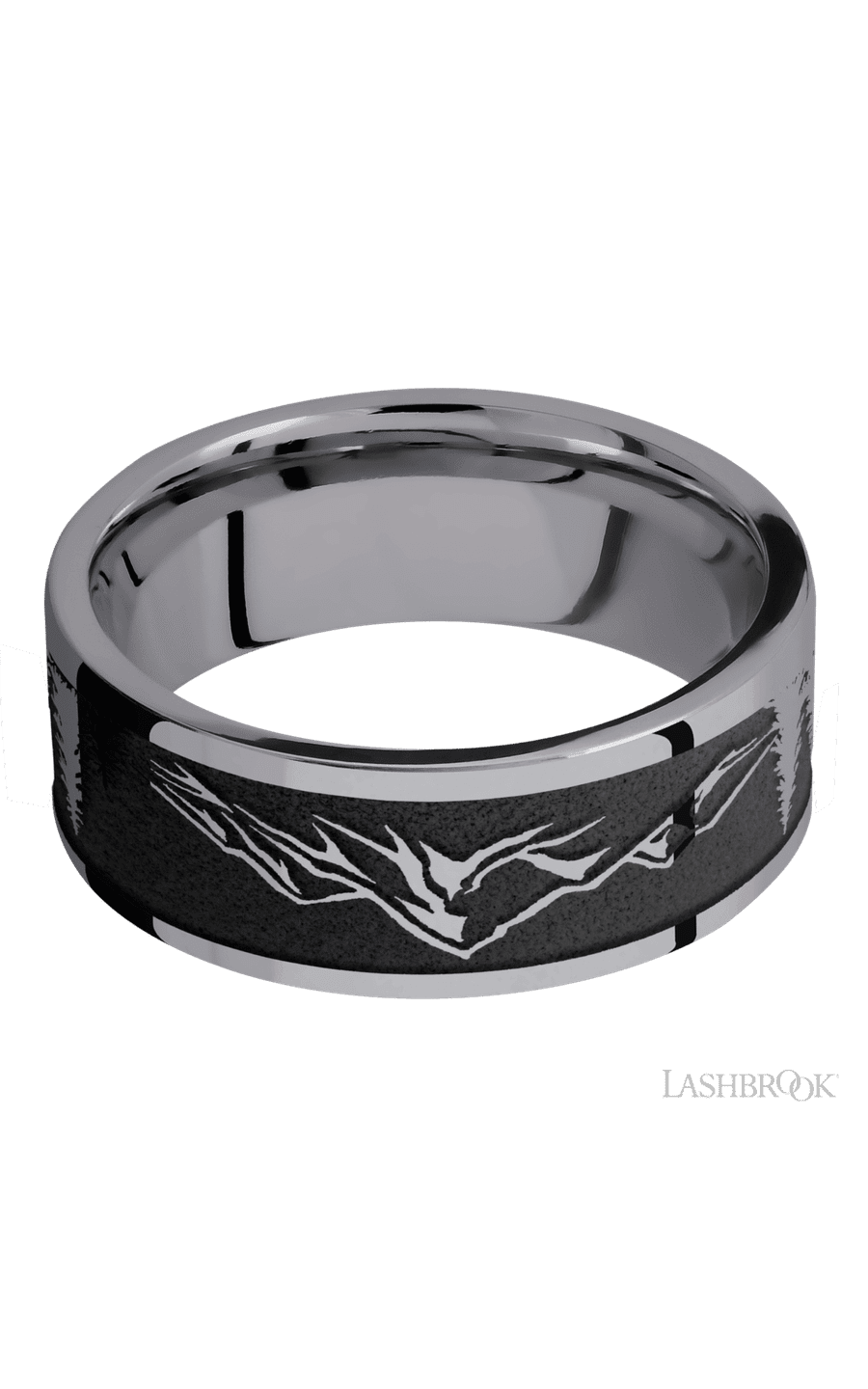 8 mm wide/Flat/Tantalum band with a laser carved Mountain 2 pattern. - NAGI