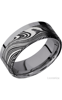 8 mm wide/Flat/Tantalum band with one 6 mm Off Center Edge inlay of Marble. - NAGI