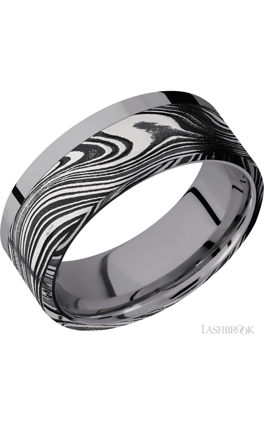 8 mm wide/Flat/Tantalum band with one 6 mm Off Center Edge inlay of Marble. - NAGI