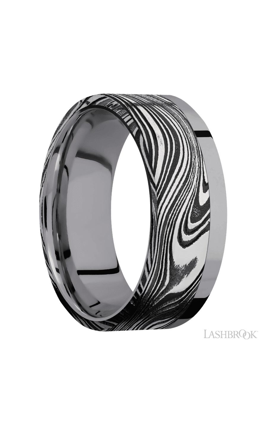 8 mm wide/Flat/Tantalum band with one 6 mm Off Center Edge inlay of Marble. - NAGI