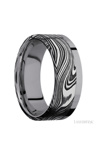 8 mm wide/Flat/Tantalum band with one 6 mm Off Center Edge inlay of Marble. - NAGI