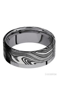 8 mm wide/Flat/Tantalum band with one 6 mm Off Center Edge inlay of Marble. - NAGI