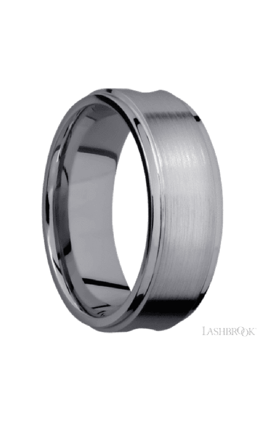 8 mm wide/Flat Grooved Edges/Tantalum band with one 5 mm Centered inlay of Walnut. - NAGI