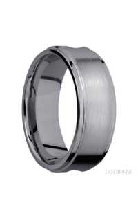 8 mm wide/Flat Grooved Edges/Tantalum band with one 5 mm Centered inlay of Walnut. - NAGI