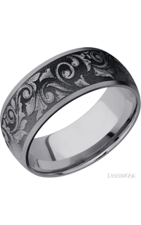9 mm wide/Domed/Tantalum band with a laser carved Western Scroll pattern. - NAGI
