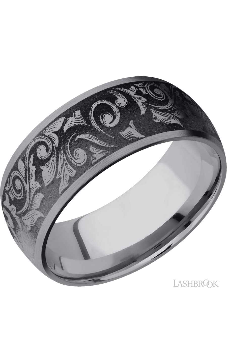 9 mm wide/Domed/Tantalum band with a laser carved Western Scroll pattern. - NAGI