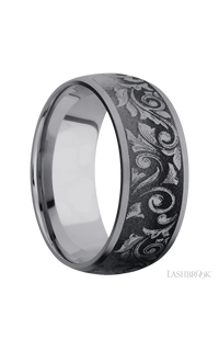 9 mm wide/Domed/Tantalum band with a laser carved Western Scroll pattern. - NAGI