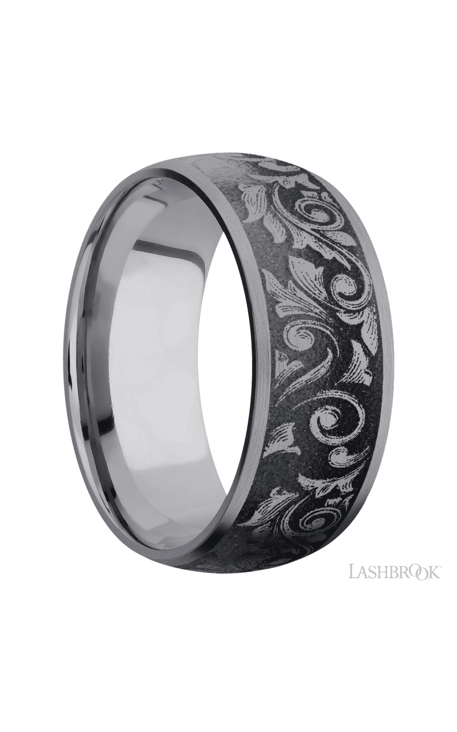 9 mm wide/Domed/Tantalum band with a laser carved Western Scroll pattern. - NAGI