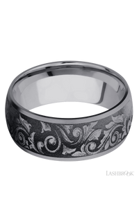 9 mm wide/Domed/Tantalum band with a laser carved Western Scroll pattern. - NAGI