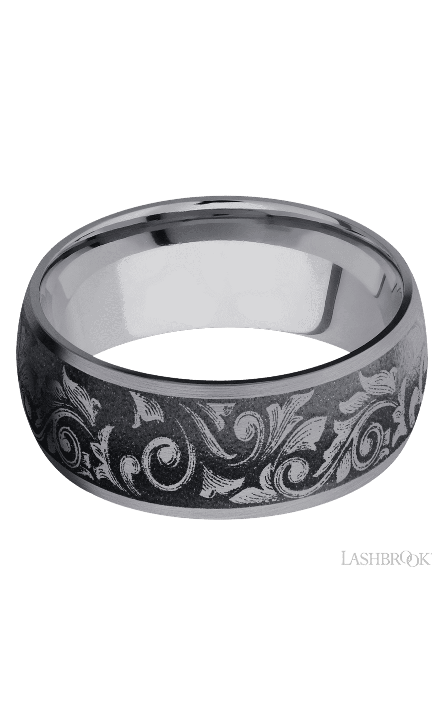 9 mm wide/Domed/Tantalum band with a laser carved Western Scroll pattern. - NAGI