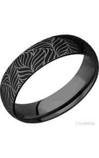 6 mm wide/Domed/Zirconium band with a laser carved Twisted Leaf pattern. - NAGI