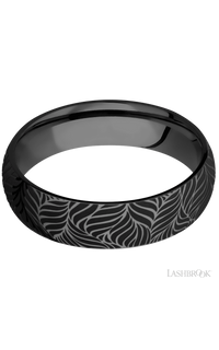 6 mm wide/Domed/Zirconium band with a laser carved Twisted Leaf pattern. - NAGI