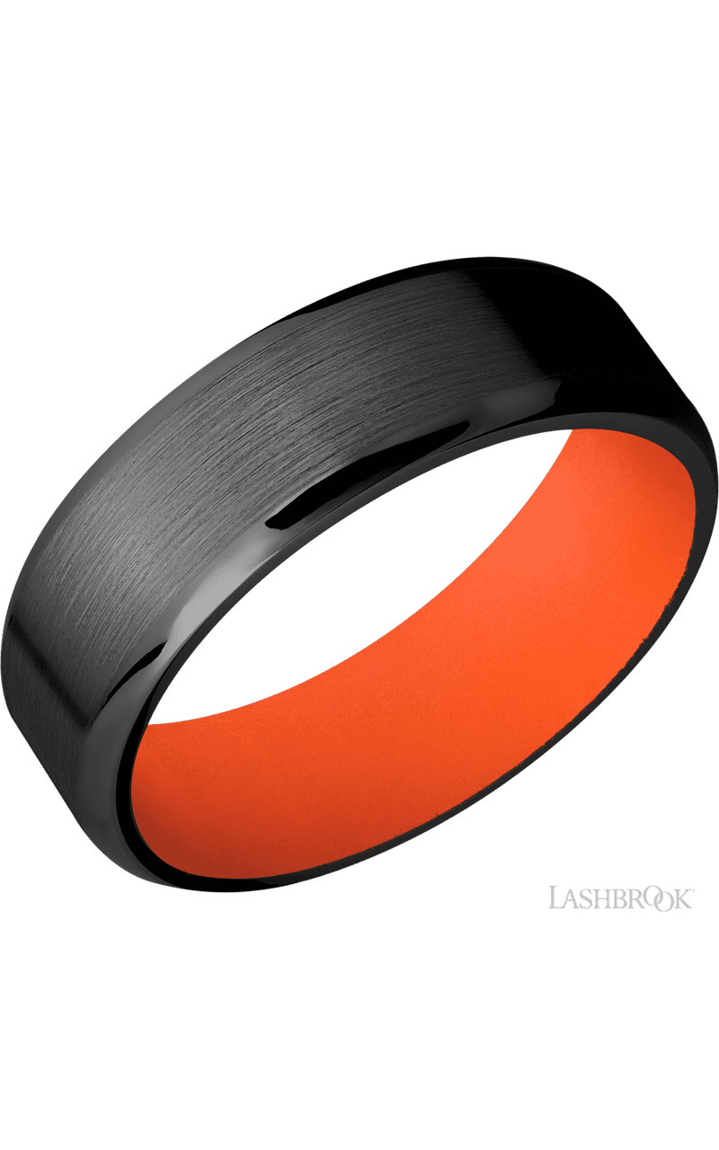 7 mm wide Beveled Zirconium band featuring a Hunter Orange sleeve. - NAGI