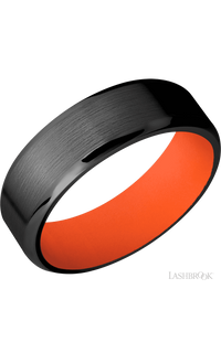 7 mm wide Beveled Zirconium band featuring a Hunter Orange sleeve. - NAGI