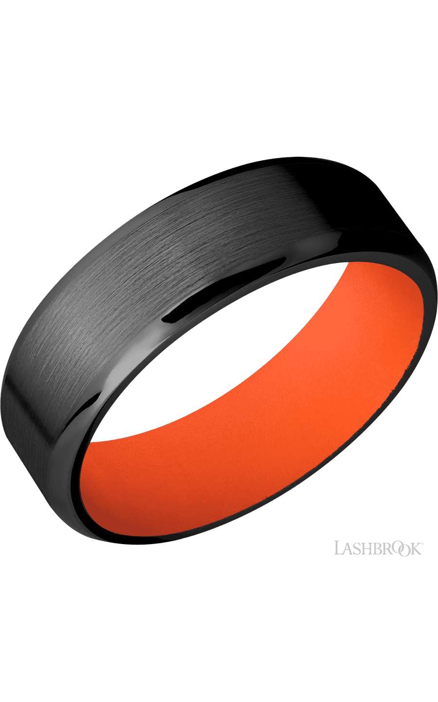 7 mm wide Beveled Zirconium band featuring a Hunter Orange sleeve. - NAGI