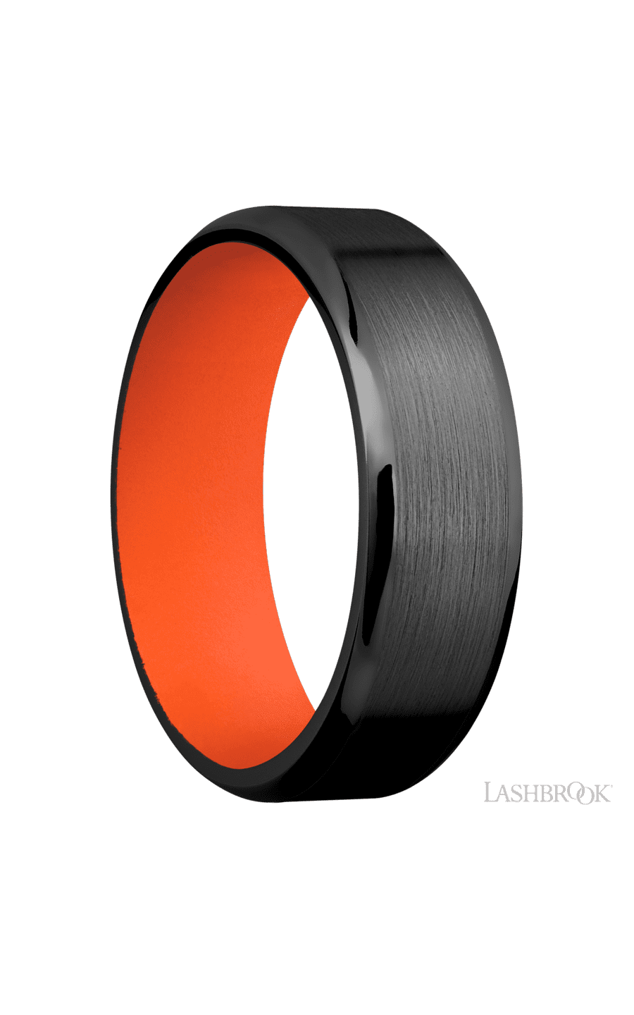 7 mm wide Beveled Zirconium band featuring a Hunter Orange sleeve. - NAGI