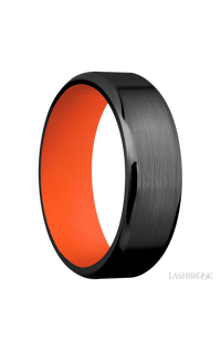 7 mm wide Beveled Zirconium band featuring a Hunter Orange sleeve. - NAGI