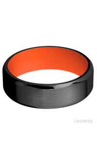 7 mm wide Beveled Zirconium band featuring a Hunter Orange sleeve. - NAGI