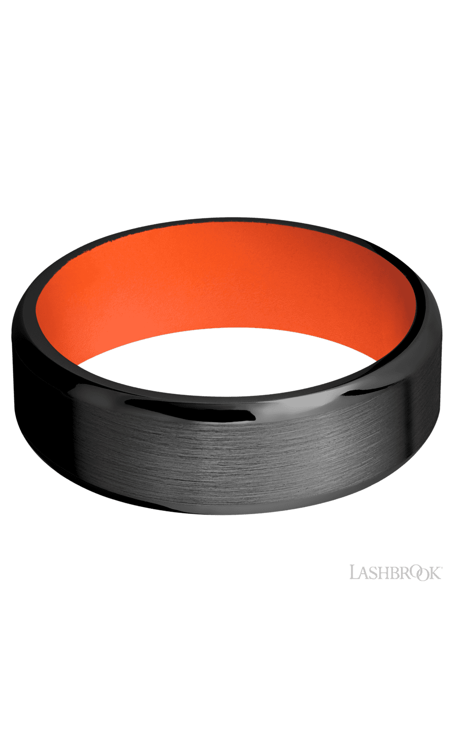 7 mm wide Beveled Zirconium band featuring a Hunter Orange sleeve. - NAGI