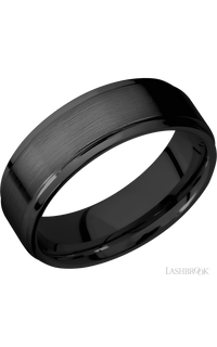 7 mm wide Flat Grooved Edges Zirconium band. - NAGI