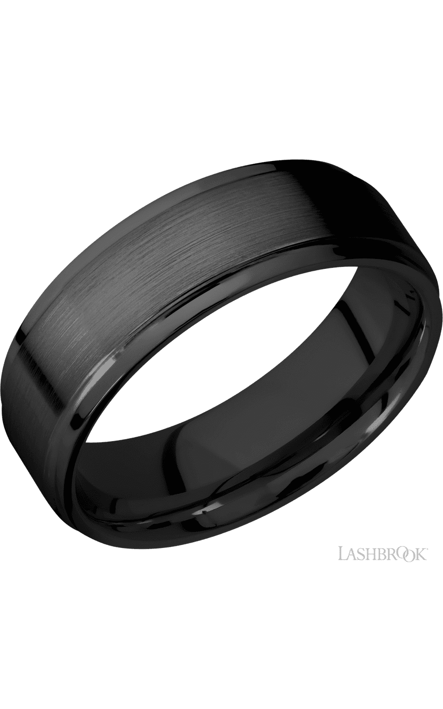 7 mm wide Flat Grooved Edges Zirconium band. - NAGI